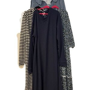 Girls sz 14 fall winter dress bundle Long Sleeve Casual ribbed striped floral